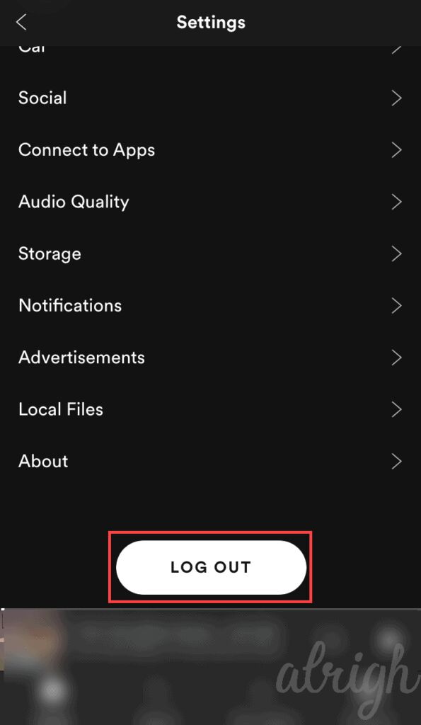 log out Spotify account