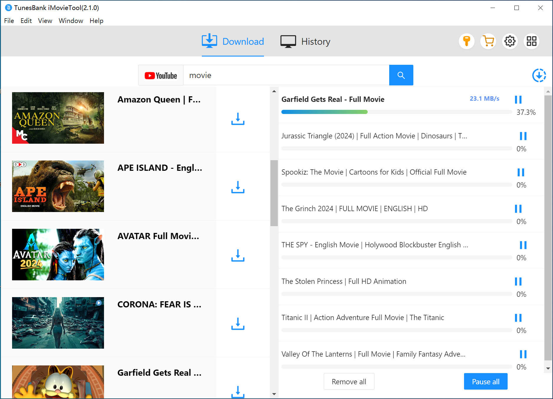 start to download youtube video